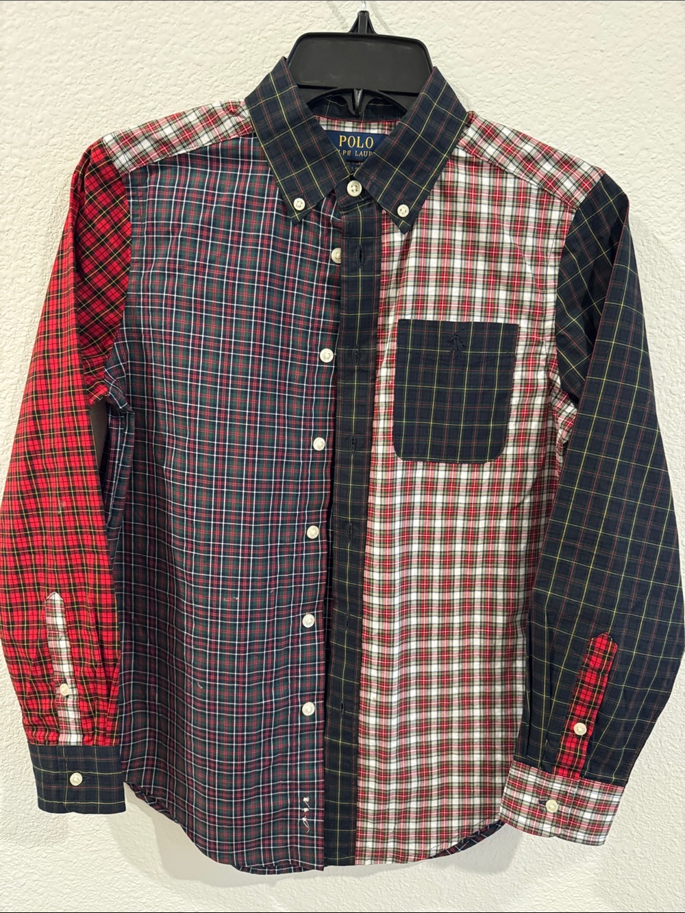 Polo by Ralph Lauren Boy’s Patchwork Plaid Button-Down Shirt - Red/Green/White
